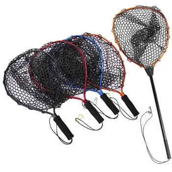 

Aluminum Alloy Pole Retractable Fishing Net Telescoping Foldable Landing Rubber Net for Fly PVA Fishing Network сеть рыболовная