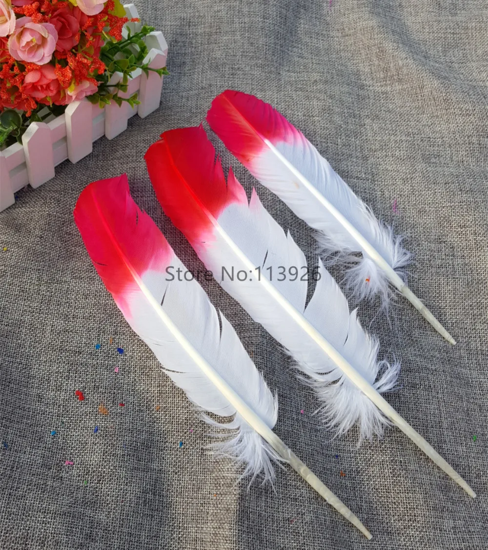 Hot ! Bulk Goose Feathers for sale ,100pcs/lot 25 30cm double colored