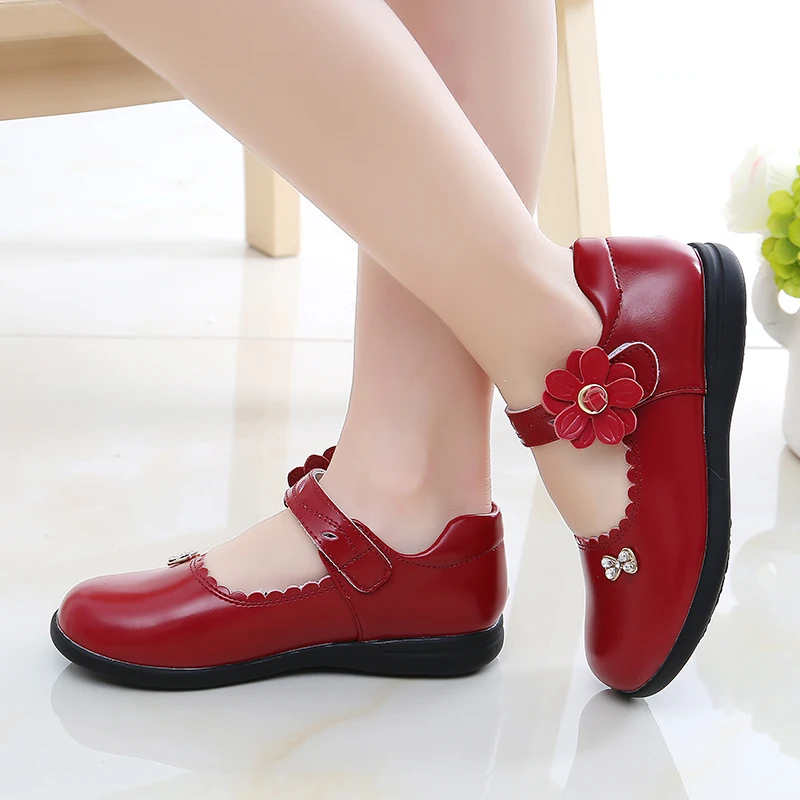

Girls kids leather casual shoes tide comfortable princess flats children shoes c1