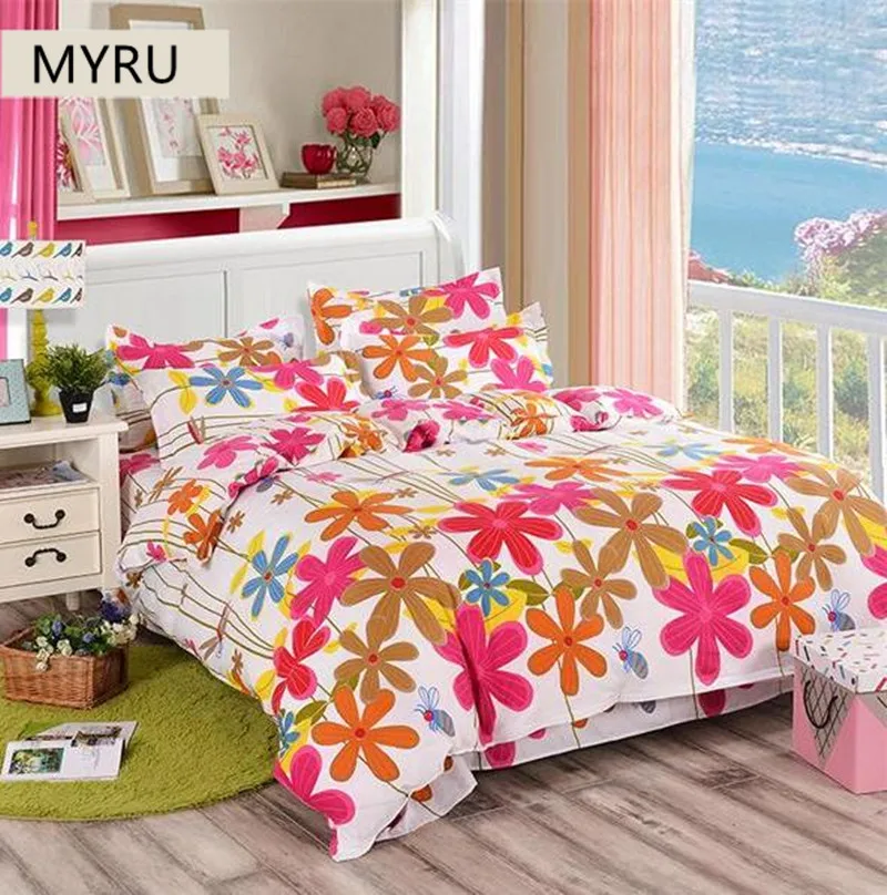 MYRU Cotton Winter Cheap Bedding Sets Full King Twin Queen Kids Size 4Pcs Bed Sheet Duvet Cover ...