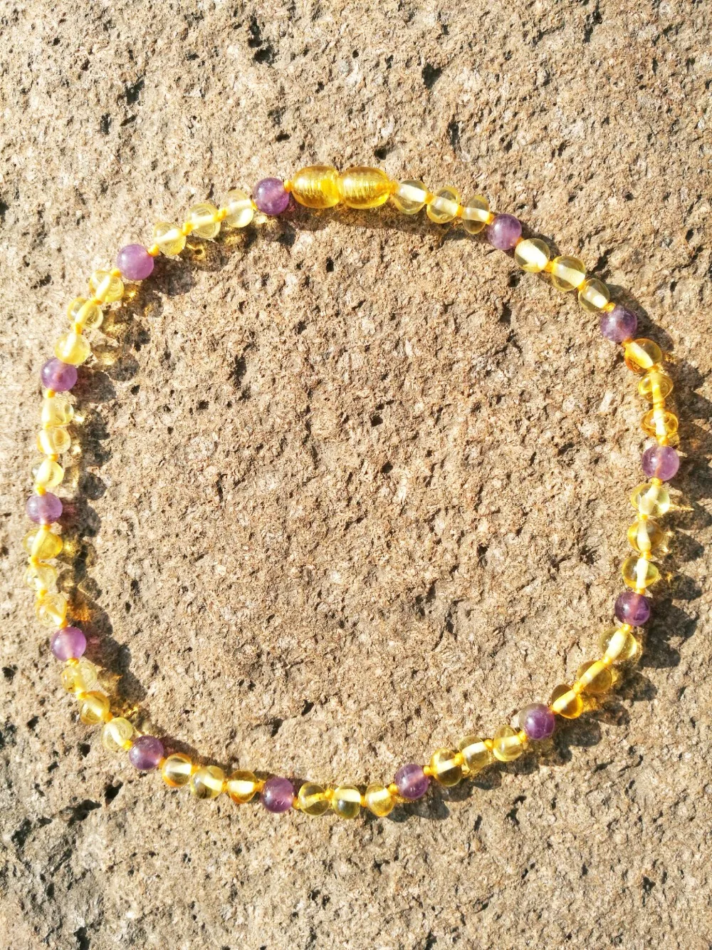 

33cm to 48cm Polished Cognac with Natural stone Unique New Design Certified Baltic Ambar Teething Necklace with Jute Bag