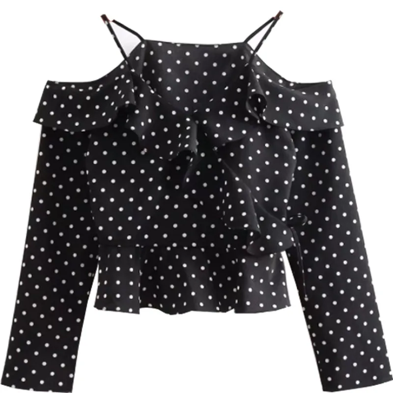  New Women Blouse Kpop Blackpink Lisa Same Style Dots blusas mujer de moda haut femme Korean Lace Bl