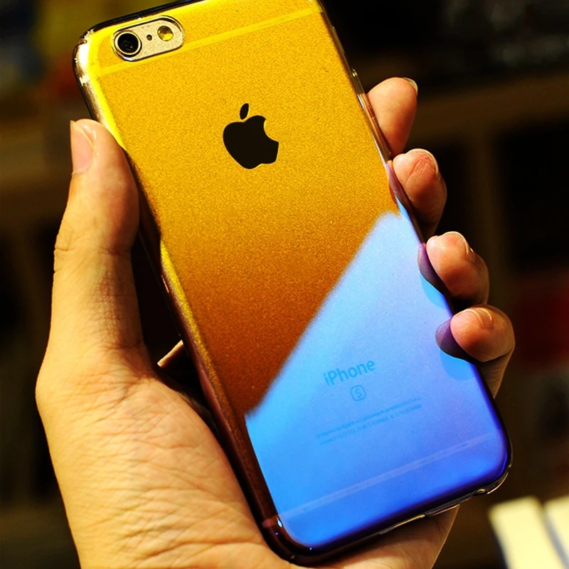 Для iphone 7 plus case градиент аврора прозрачный роскошные чехлы для 6 6s тонкий назад