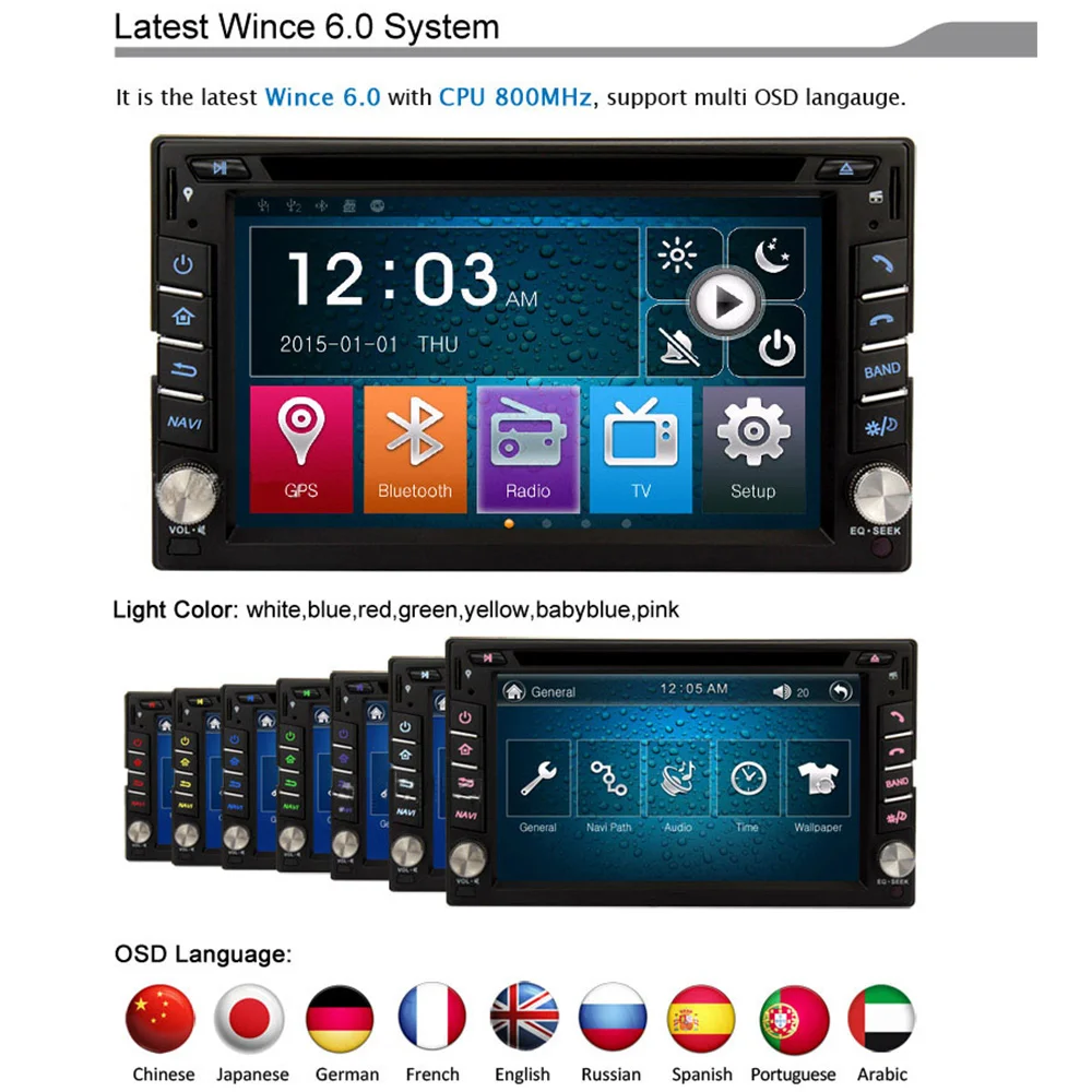 Clearance Eunavi Universal Double 2 Din Car Dvd Player 6.2 Inch Radio Stereo Head Unit Gps Navigation With Cd Mp3 Usb Bluetooth Swc 2