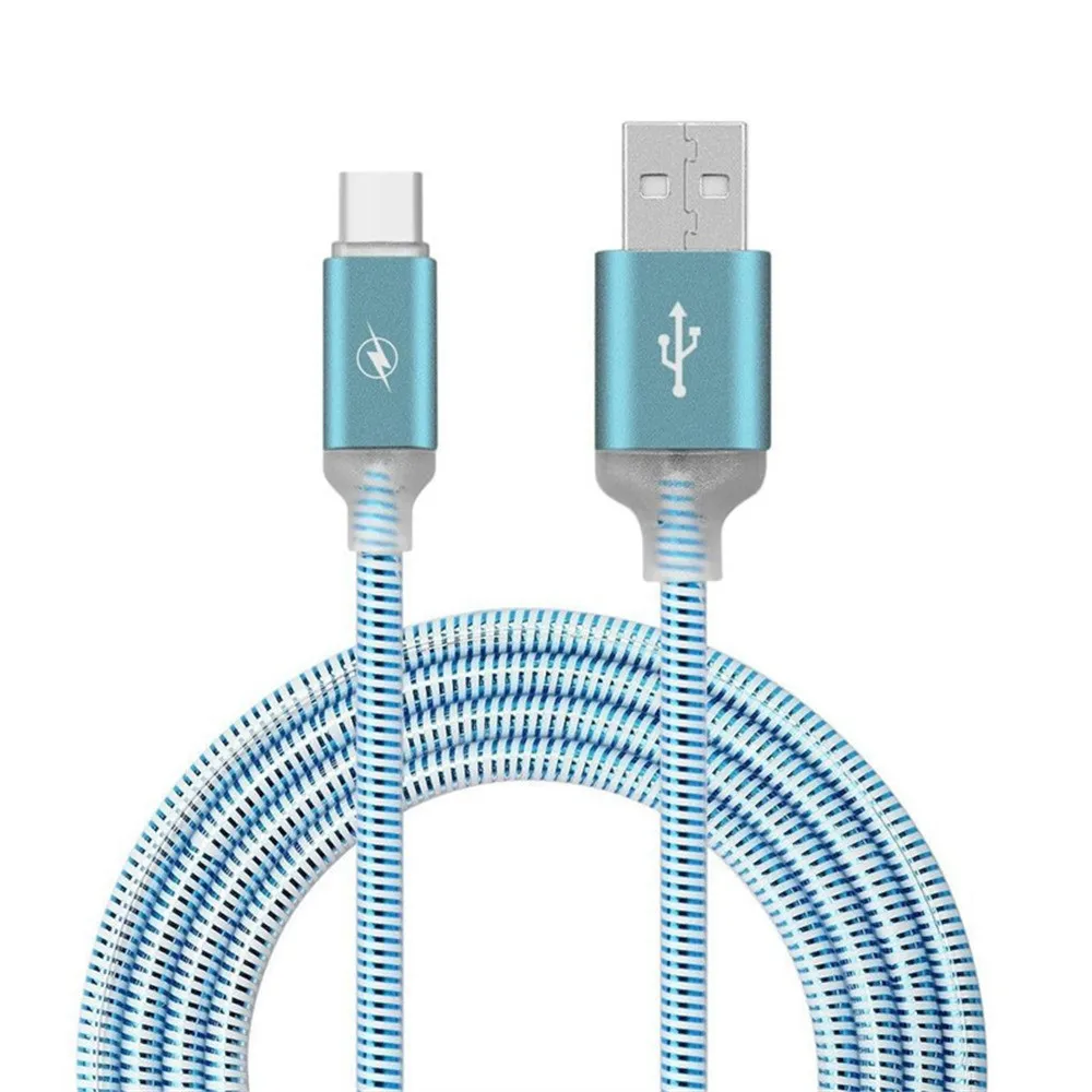 Micro usb-кабель светодиодный светящийся зарядный кабель для iPhone X samsung Xiaomi LG планшет Android мобильный телефон USB зарядное устройство USB C зарядный шнур - Цвет: blue