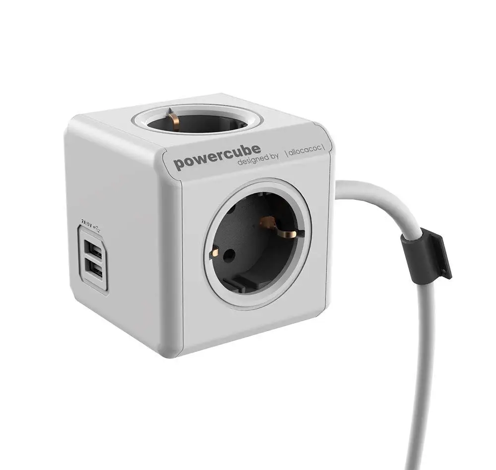 Розетка Allocacoc PowerCube с 4 розетками двойной USB адаптер кабелем 150 см/300 см|powercube