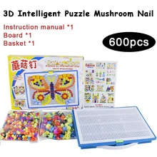 DOLLRYGA 600 шт грибной гвоздь интеллектуальная 3D игра-головоломка для детей DIY гриб ногтей пластиковая Flashboard Развивающие детские игрушки