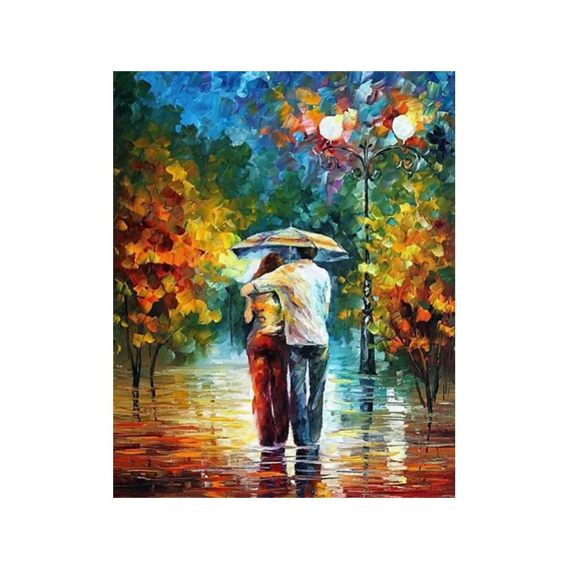 5D DIY Diamond Painting Kit Lovers in Rain Crystals Cross Stitch Full Portrait Diamond Embroidery Rhinestones Pattern