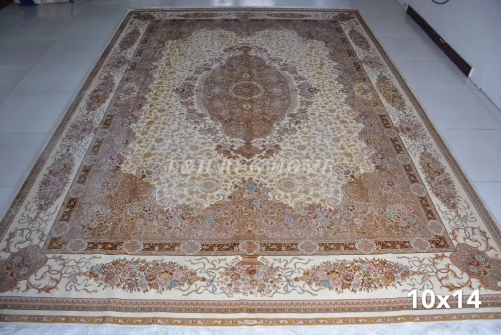10'X14' 230 линия ручной работы Шелковый Восточный персидский ковер ручной работы шелковый ковер для украшения дома