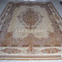 10'X14' 230 линия ручной работы Шелковый Восточный персидский ковер ручной работы шелковый ковер для украшения дома