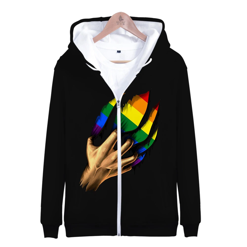 Lgbt Женская куртка с радужным принтом толстовка капюшоном размера d на молнии