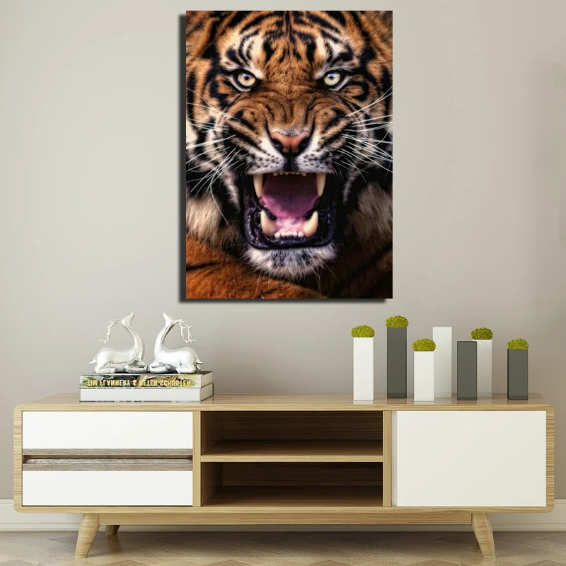 

DPF 5D Round full Diamond painting Cross Stitch Diamond Embroidery Needlework fierce tiger roar diamond Mosaic decor crafts