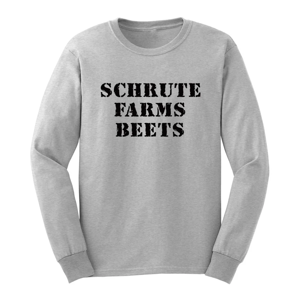 Loo show мужские s Schrute Farm Beets серые футболки с длинными рукавами для взрослых повседневные мужские футболки