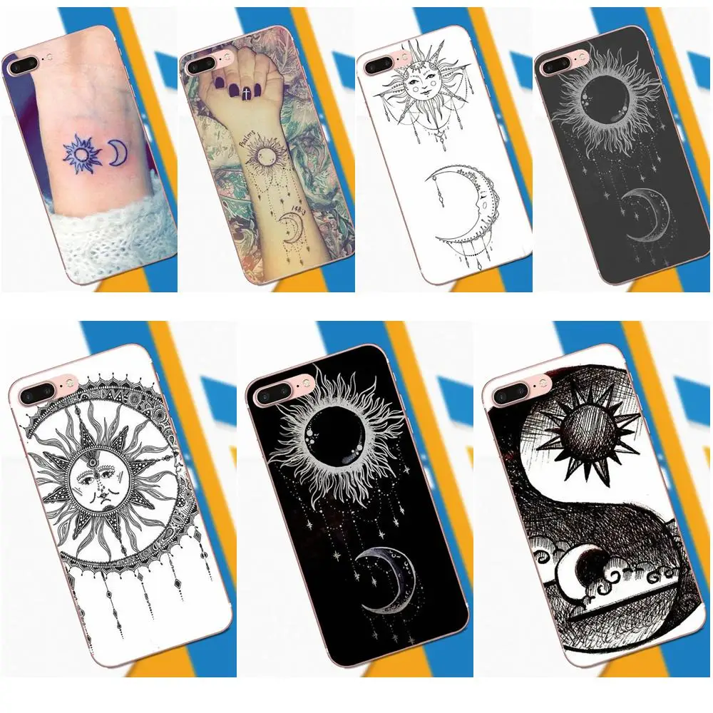 

Soft TPU Cases Fundas For Apple iPhone X XS Max XR 4 4S 5 5C 5S SE 6 6S 7 8 Plus Sun And Moon Tattoo