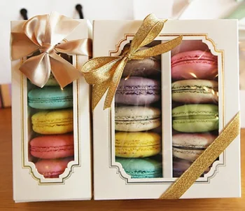 

200pcs Free Shipping 10 cupcake macaron box chocolate biscuit muffin cake folding packed box wedding gift box wa3531
