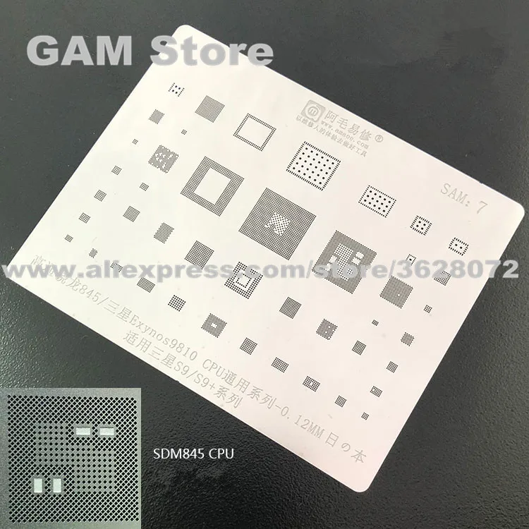 

For Samsung Samsung S9 S9+ BGA Stencil 9810 SDM845 CPU RAM Baseband eMMC Wifi Touch Power PA IC Reball Pins Heat Template 0.12mm