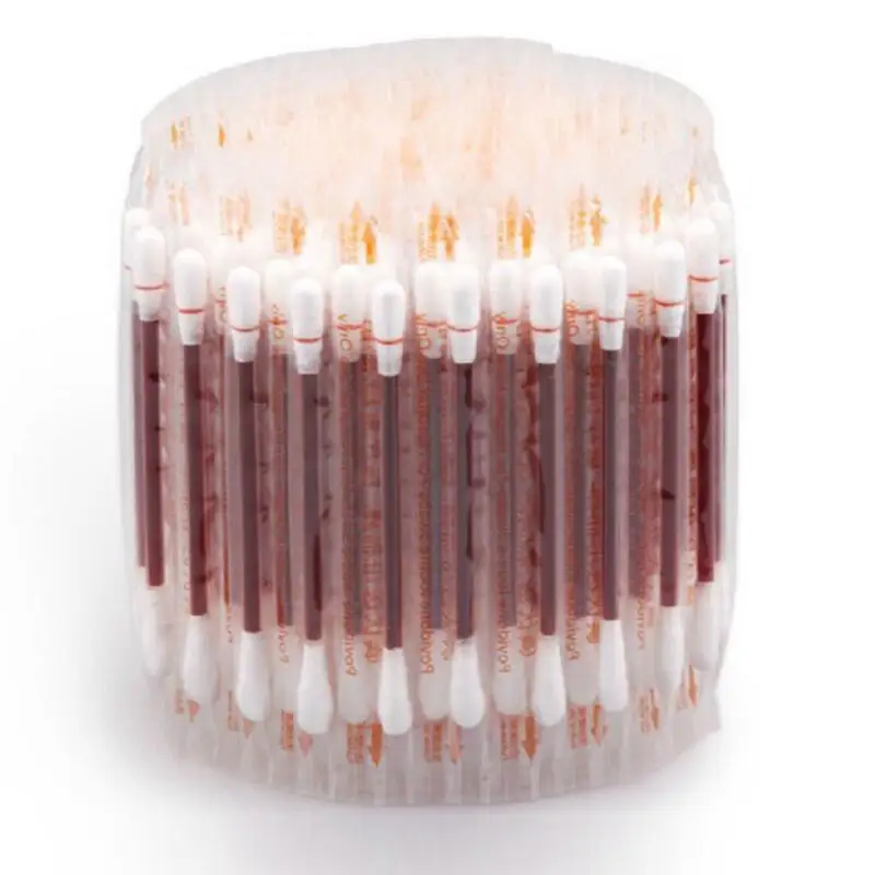 100PCS Double Use Disposable medical iodine cotton stick iodine