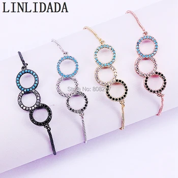 

10Pcs CZ Zircon Micro Pave Round Circle Loop Connectors Bracelet Handmade Slide Chain Bracelet Jewelry
