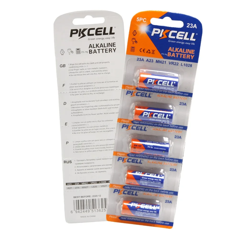 PKCELL 10 шт. A23 батареи 12 V 23A заменить A23BP 23 MN21 23GA 23AE 21/23 L1028