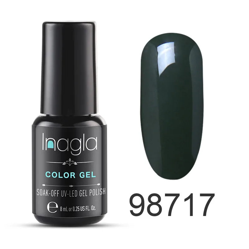 Inagla 8 мл общий Цветной Гель-лак для ногтей Дизайн ногтей маникюр 62 цвета впитываемый эмалированный Гель-лак Светодиодный УФ-гель лак