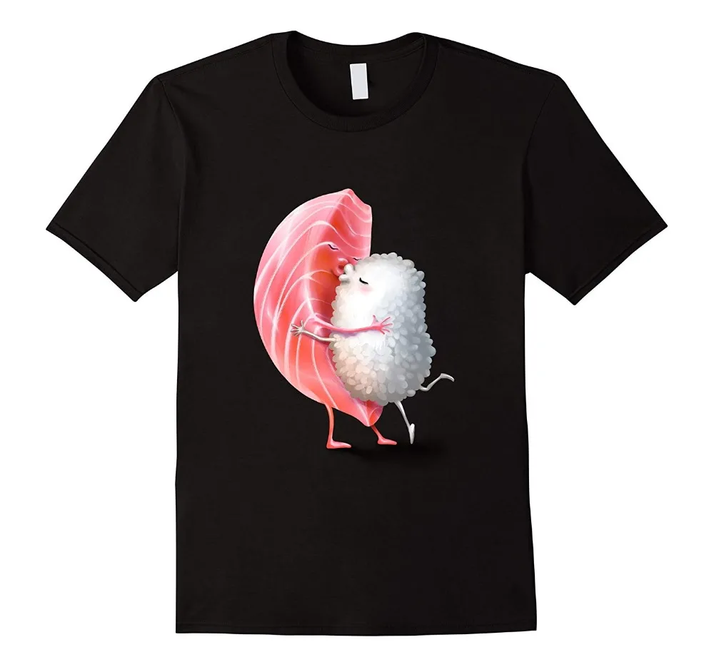 

New Arrival Mens T-shirt T-Shirt, Pink Maguro Sushi Hug and Kiss, Japanese Foodie hip hop street T-shirt