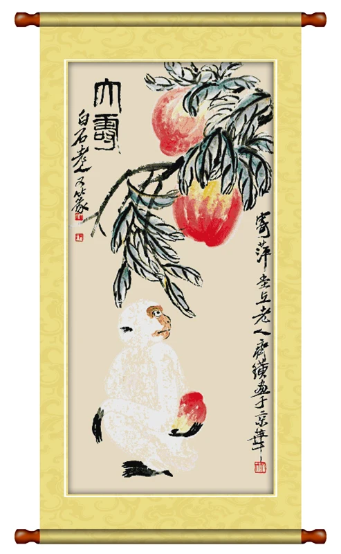 

Peaches of longevity, cross stitch kit print canvas stitching embroidery DIY handmade needlework