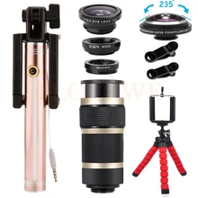 Камера линзы комплект 235 градусов рыбий глаз Lentes 8X телефото зум Fisheye Широкий формат макро Оптические стёкла для iPhone 6 6 S 7 плюс смартфон