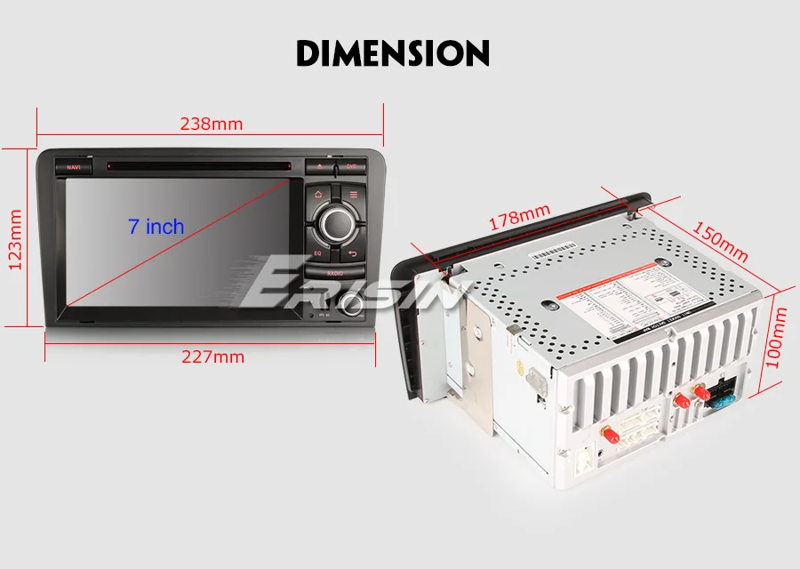 Clearance Erisin ES4973A 7" Android 9.0 DAB+ 4G Car Radio GPS SWC BT SatNav Wifi DVR for AUDI A3 S3 RS3 RNSE-PU 20
