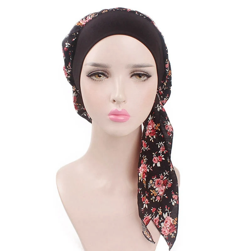 Головной убор Бандана Tichel для раковых женщин женский тюрбан с рюшами головной платок химиотерапия шляпа тюрбан головы шарфы Предварительно Связанные