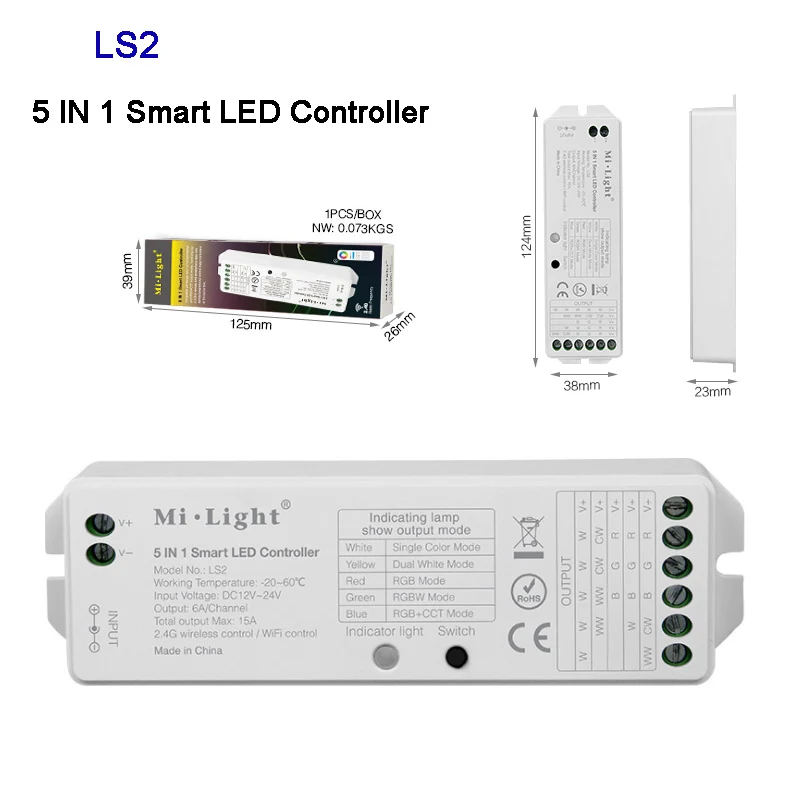 LS2 Miboxer 2,4G RGB+ CCT беспроводной 8 зон пульт дистанционного управления настенной сенсорный Панель LS2 5IN 1 Умная Светодиодная лента контроллер FUT089/B8/WL-Box1 - Цвет: LS2