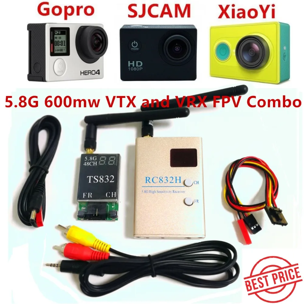 

FPV 5.8Ghz 600mW 48CH Wireless AV A/V transmitter receiver TS832+RC832H Tx & Rx Set for Professional Drones RC Plane QAV250