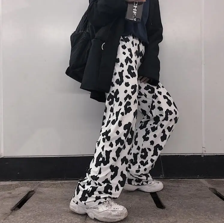 

Vintage Loose Harajuku Elastic Waist Woman Casual Wide Leg Pants