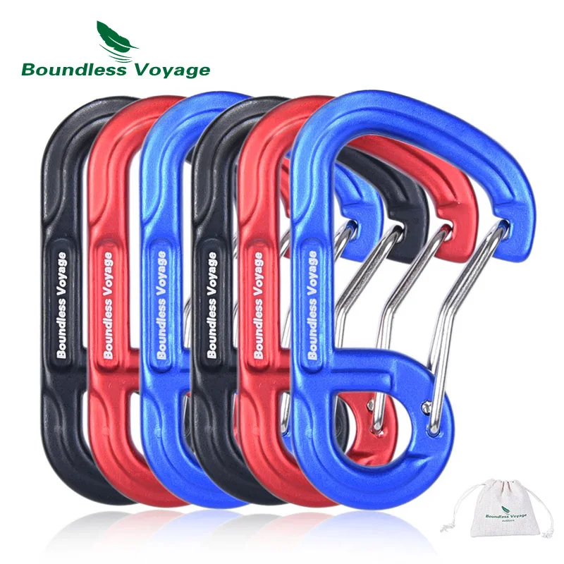 Boundless Voyage Outdoor 10pcs D-type  Screwgate Carabiners Aluminum Alloy Camping Climbing Backpacking Snag-Free Wiregate 