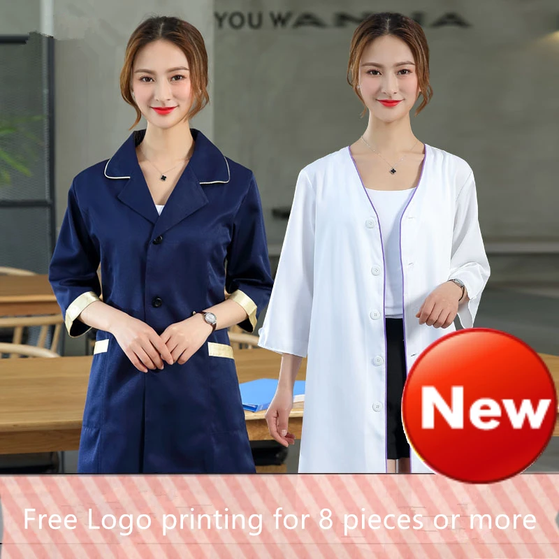 

Semi-permanent white coat tattoo artist beauty director short-sleeve drugstore skin management nurse health work clothes