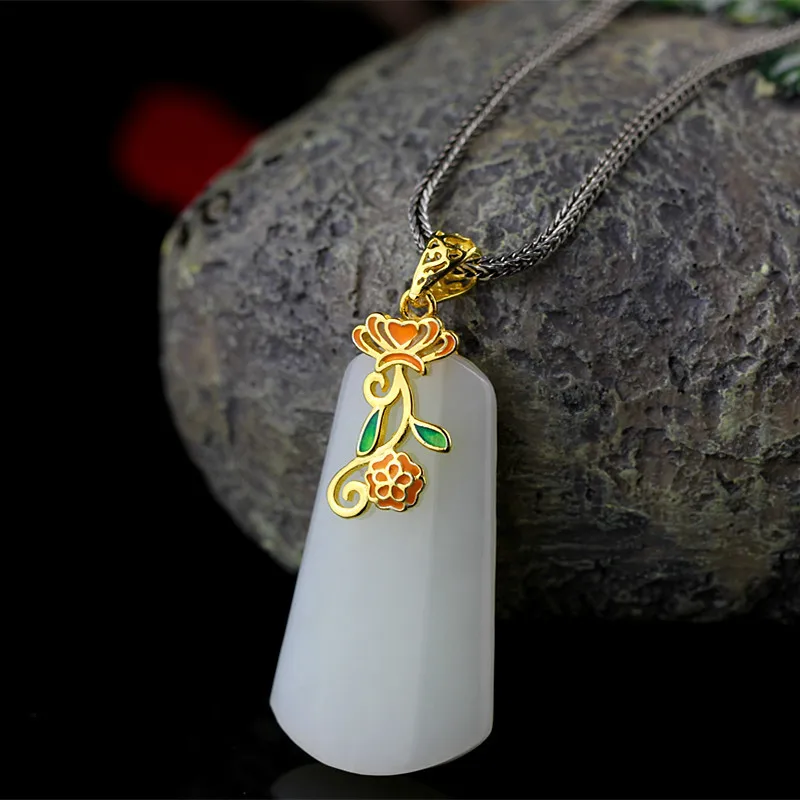 

S925 sterling silver jewelry simple and exquisite lady and Tian jade pendant with certificate jewelry jewelry free shipping