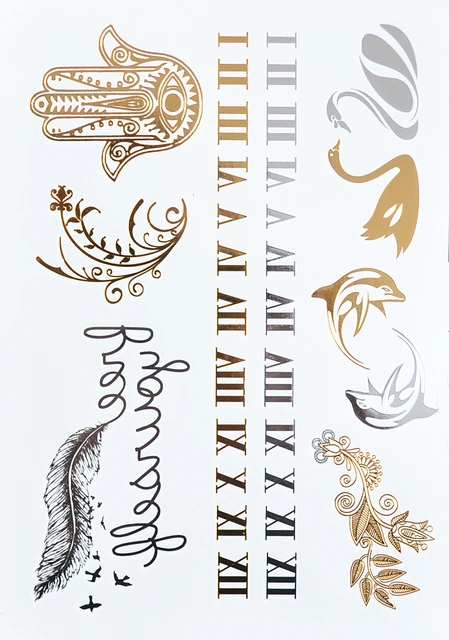 357 Números Romanos Tatuaje Joyería Metálica Tatuajes Inspirado En