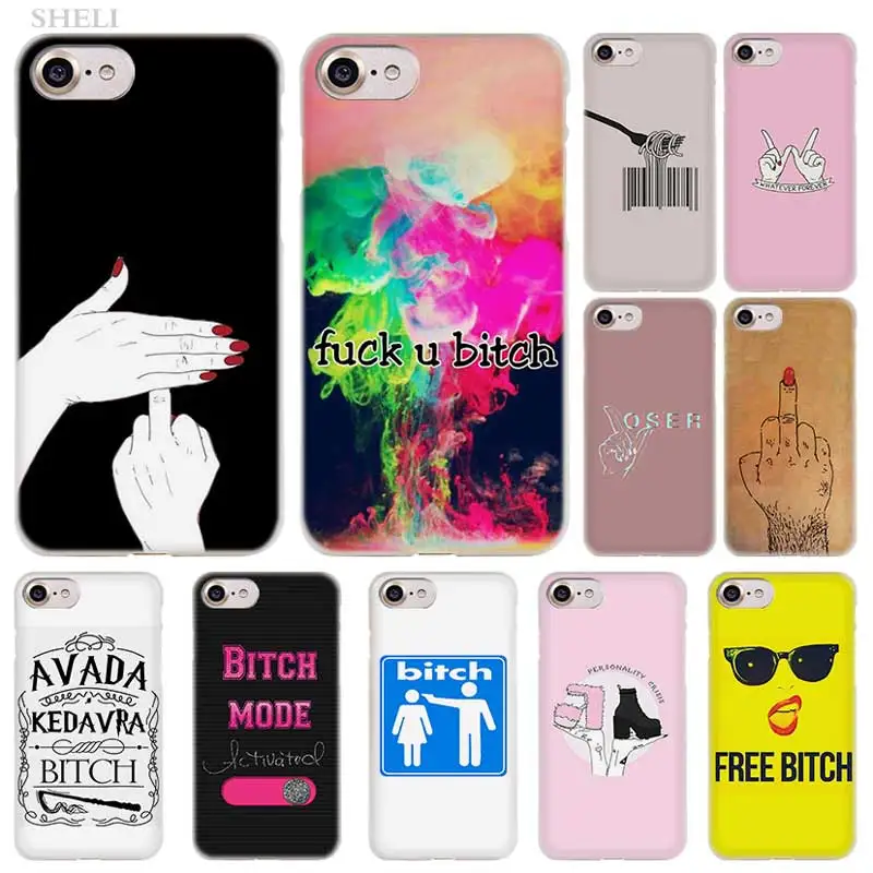 

SHELI Mode on pink bitching Fashionable transparent Case Cover for iPhone XS Max XR X 4 4s 5c 5s SE 6 6s 7 8 Plus