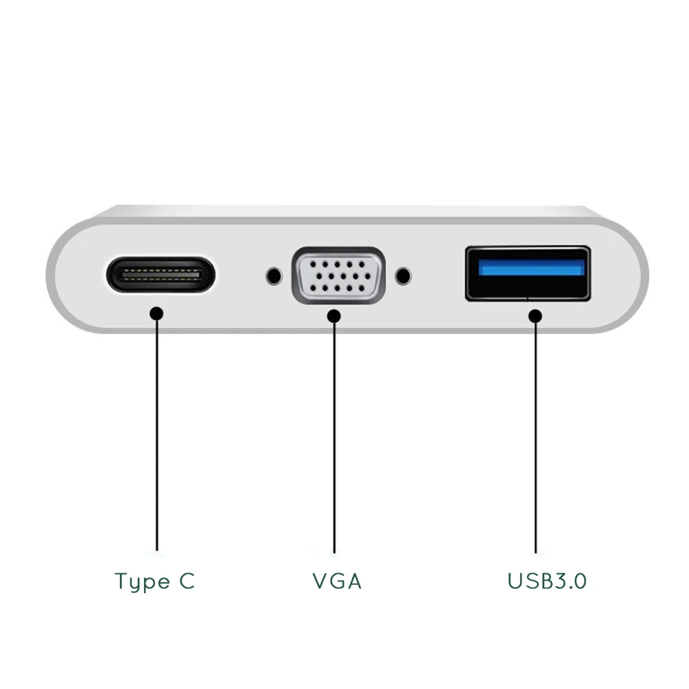 USB Type C адаптер на гнездо VGA 3 0 концентратор PD зарядка в 1 многопортовый 1080P AV USBC