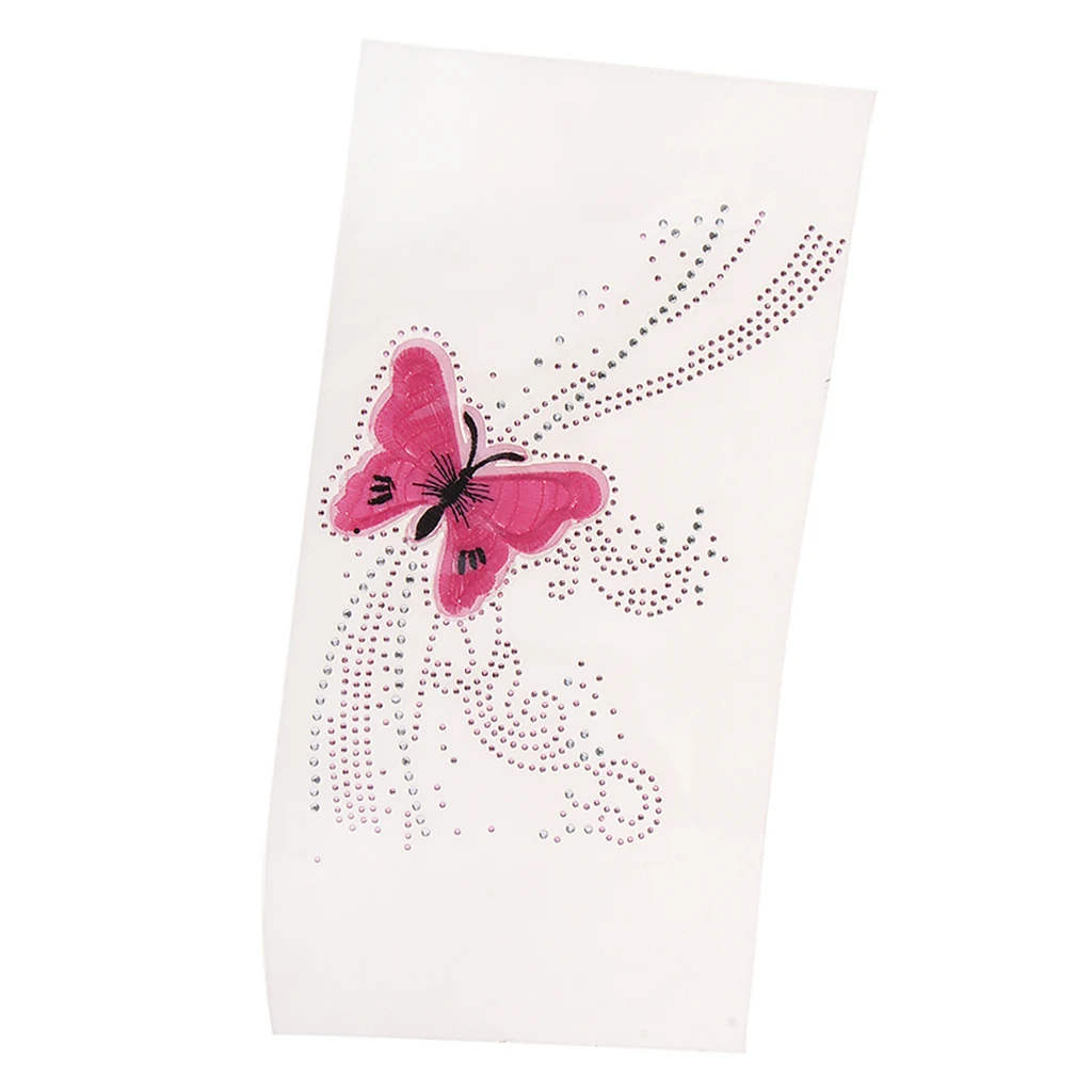 Butterfly Pattern Iron on Crystal Rhinestone Hotfix Transfer Patch DIY Decotative Applique for Clothing Bags