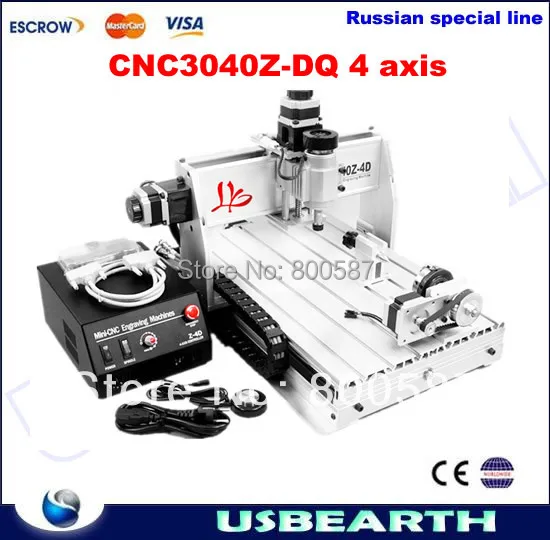 Freeshipping to Russia,no tax! CNC 3040 Z-DQ 4 axis with Ball Screw Upgrade CNC3040T, CNC Router Engraving Machine For PCB/Wood free shipping cnc 3040 z dq 4 axis 3d wood engraving machine pcb carving router with ball screw tool auto checking instrument