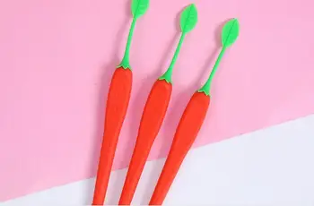 

korea cute Strawberry gel pen cartoon stationery prize kawaii office writing student pen fruit black ink pen needl pen 48pc/lot