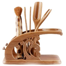 Quality Tea Ceremony Six Gentlemen Tea Set Bamboo Tableware Wave Hollow Tea Set Accessories Bamboo Tea Set Supplies Kung Fu Te