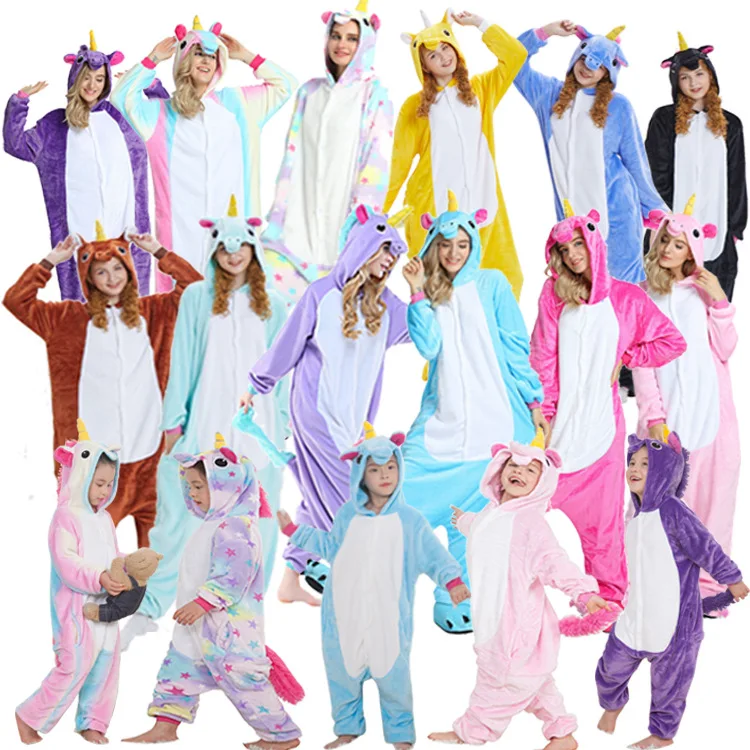 

Hot Fabric Kigurumi Onesie Thickening of Flannel Children's Parent-Child Cosplay Cartoon Pyjamas in Autumn and Winter