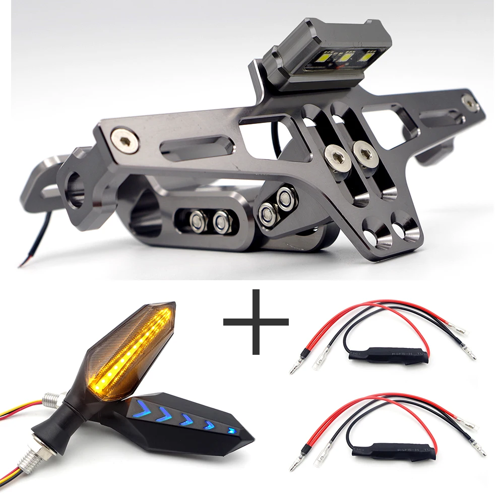 Мотоцикл светодиодный Кронштейн номерного знака держатель CNC регулируемый для honda cb 250 suzuki rmz KTM SXF suzuki gsx s750 Yamaha Virago 250 - Цвет: Titanium 2 decoders