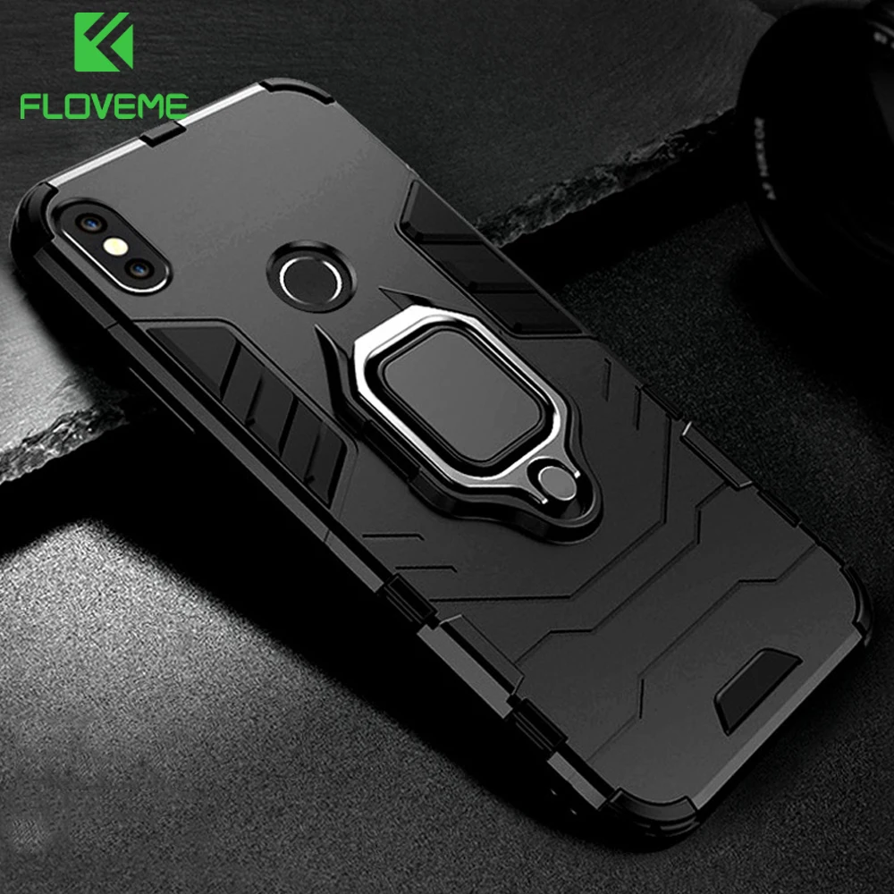 

FLOVEME 3 in 1 Phone Case For Xiaomi Redmi Note 5 4 4X Redmi 6 Pro Magnetic Ring Holder Cover For Xiaomi Mi A2 A1 Mi 8 Max3 Case