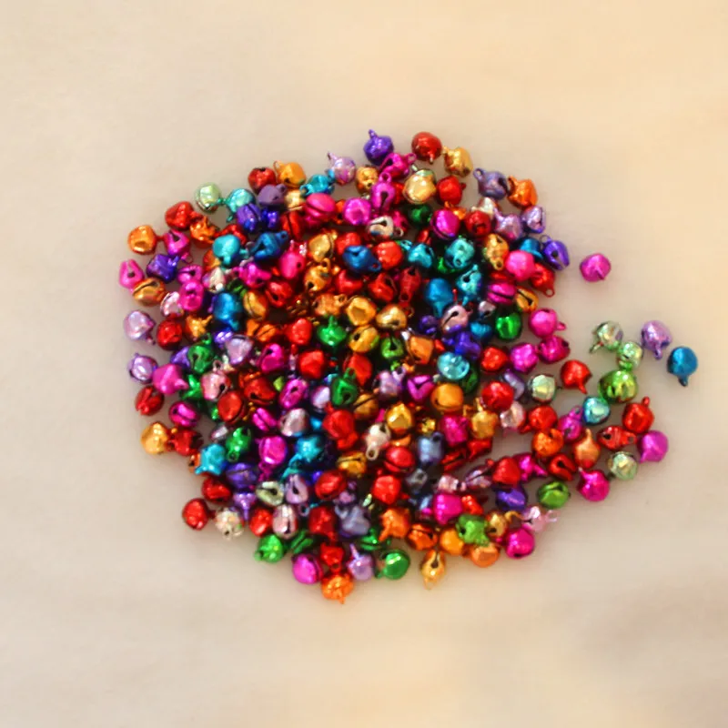 8 мм, 100 шт./лот, разноцветные бусины, маленькие колокольчики, рождественские украшения, подарок