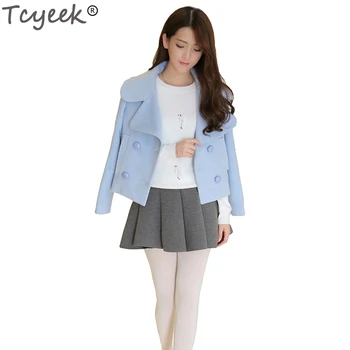 

Tcyeek Hots Women Girls Woolen Coat Short Suit Collar Jacket Slim Double Bresated Women Coats 2019 New Outwear Wool Coat YYJ240