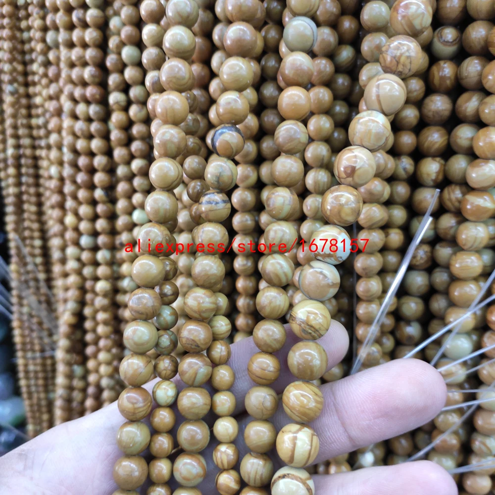 

good top Yellow wood grain Natural Stone Beads Amazonite Loose Beads for Bracelet Jewelry Making