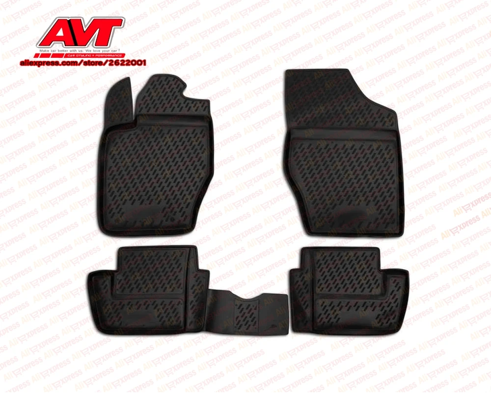 Floor mats for Citroen C4 2004-2008, 2008- 4 pcs rubber rugs non slip rubber interior car styling accessories