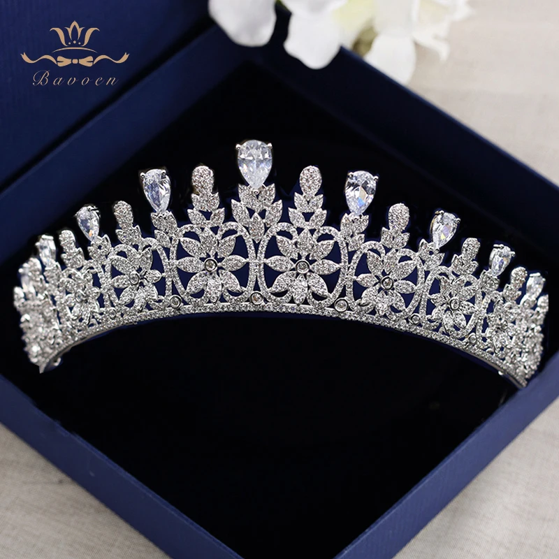 

European Full Zircons Wedding Tiaras Crowns Silver Brides Hairbands Crystal Wedding Dress Hair Accessories Prom Hair Jewelry